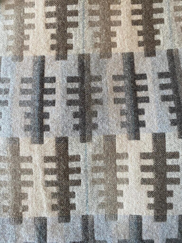 Cream and brown tree like patterns in Forest design on Welsh wool blanket